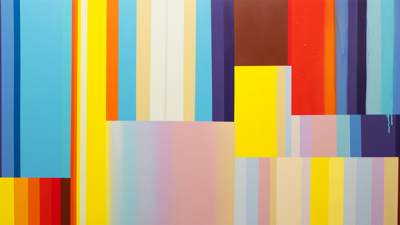 Chromatic Adversities painting with lots of different colors and long painted lines