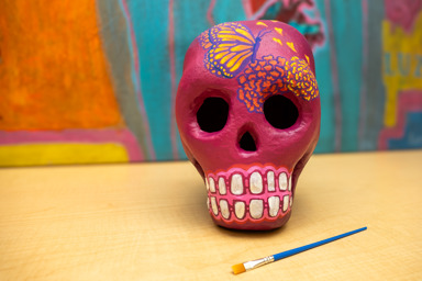 Craft Calavera Skull with a paintbrush